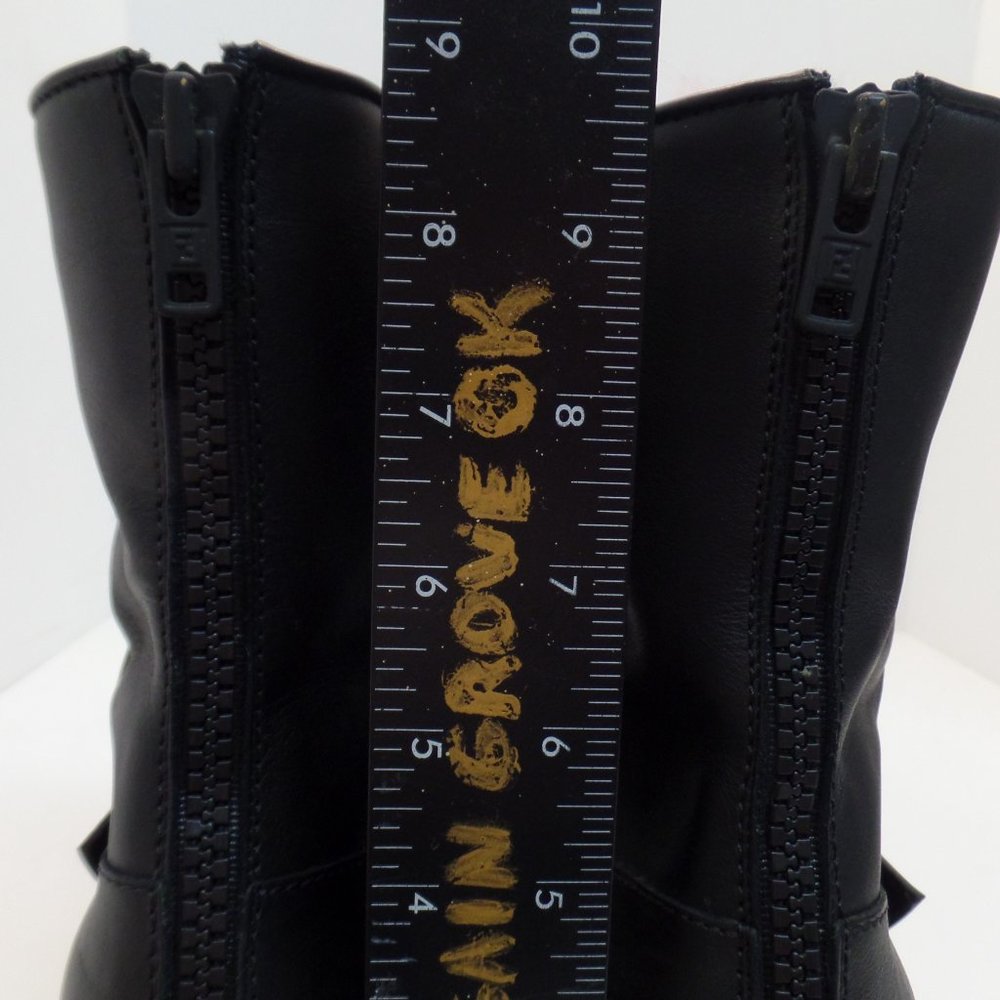 Fendi Caroline Fur Trimmed Buckle Accent Black Leather Boots Sz 39.5 or US Sz 9 - Picture 12 of 16